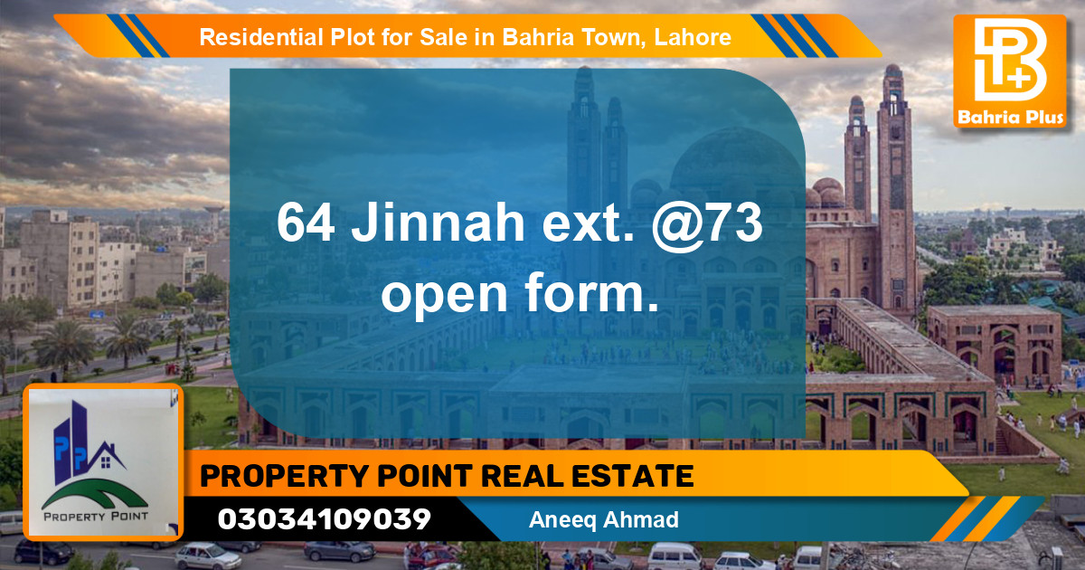 Residential Plot for Sale in Bahria Town, Lahore - (BP-132749)