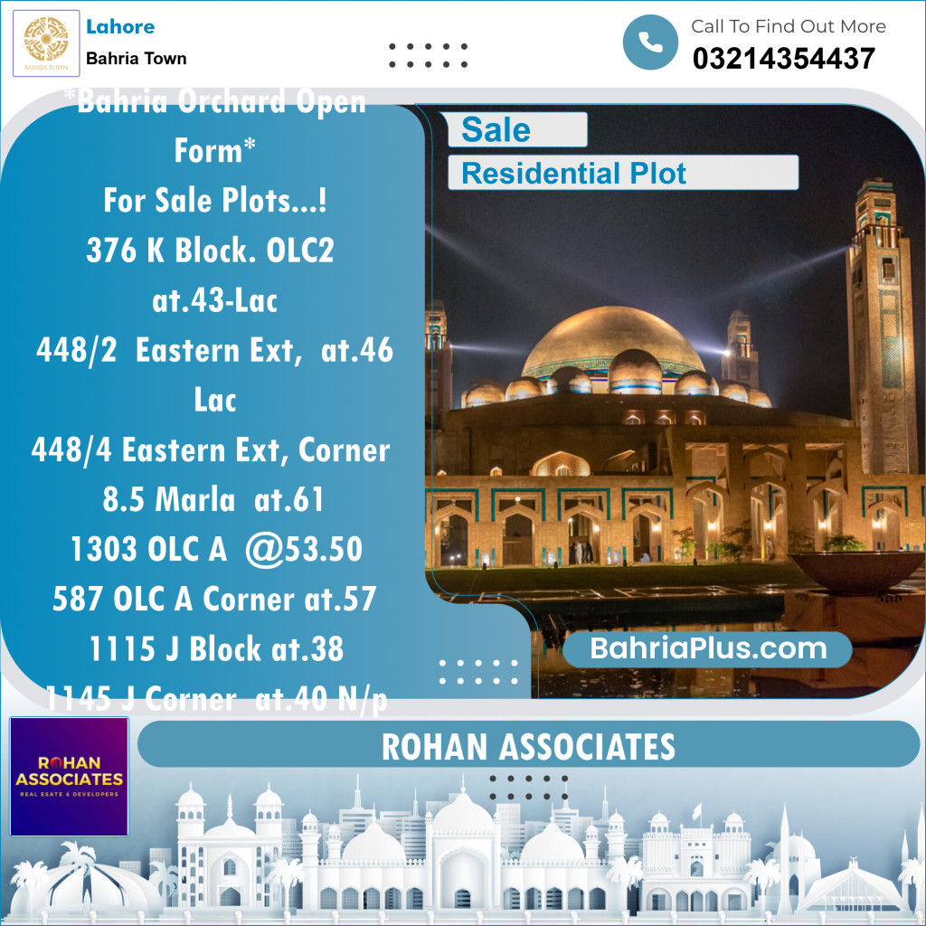 Residential Plot for Sale in Bahria Town, Lahore - (BP-132775)