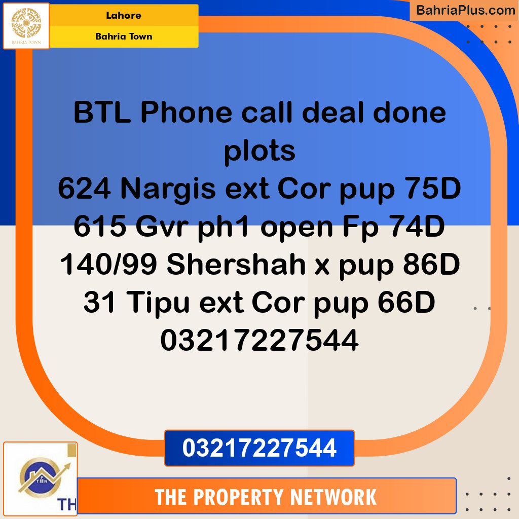 Residential Plot for Sale in Bahria Town, Lahore - (BP-132787)