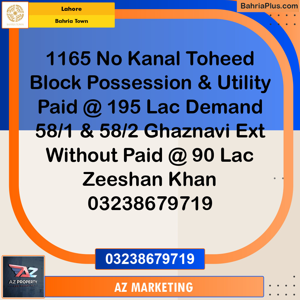 Residential Plot for Sale in Bahria Town, Lahore - (BP-132801)