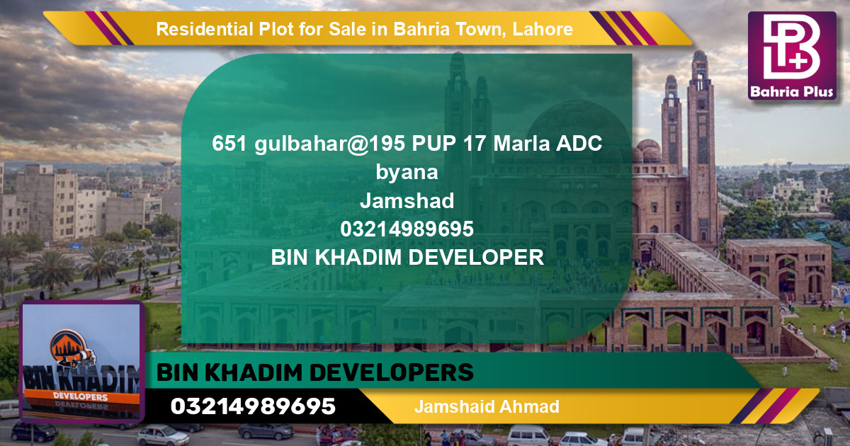 Residential Plot for Sale in Bahria Town, Lahore - (BP-132803)