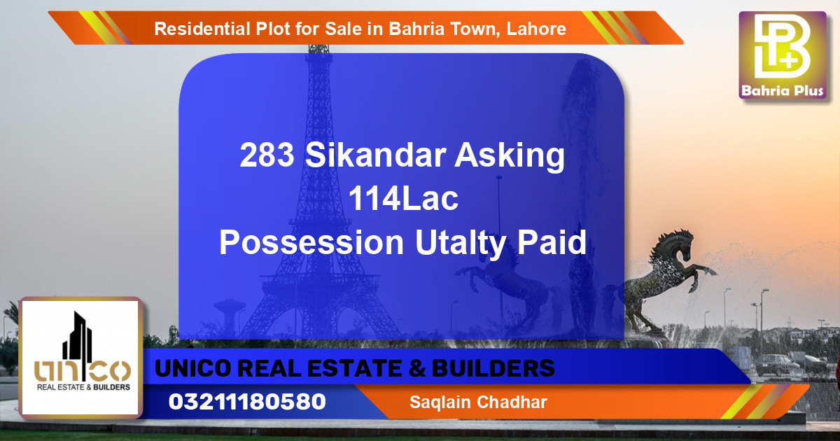 Residential Plot for Sale in Sector F - Sikander Block -  Bahria Town, Lahore - (BP-132808)