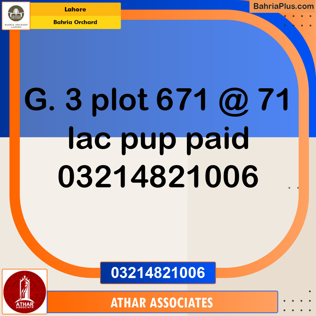 Residential Plot for Sale in Bahria Orchard, Lahore - (BP-132814)