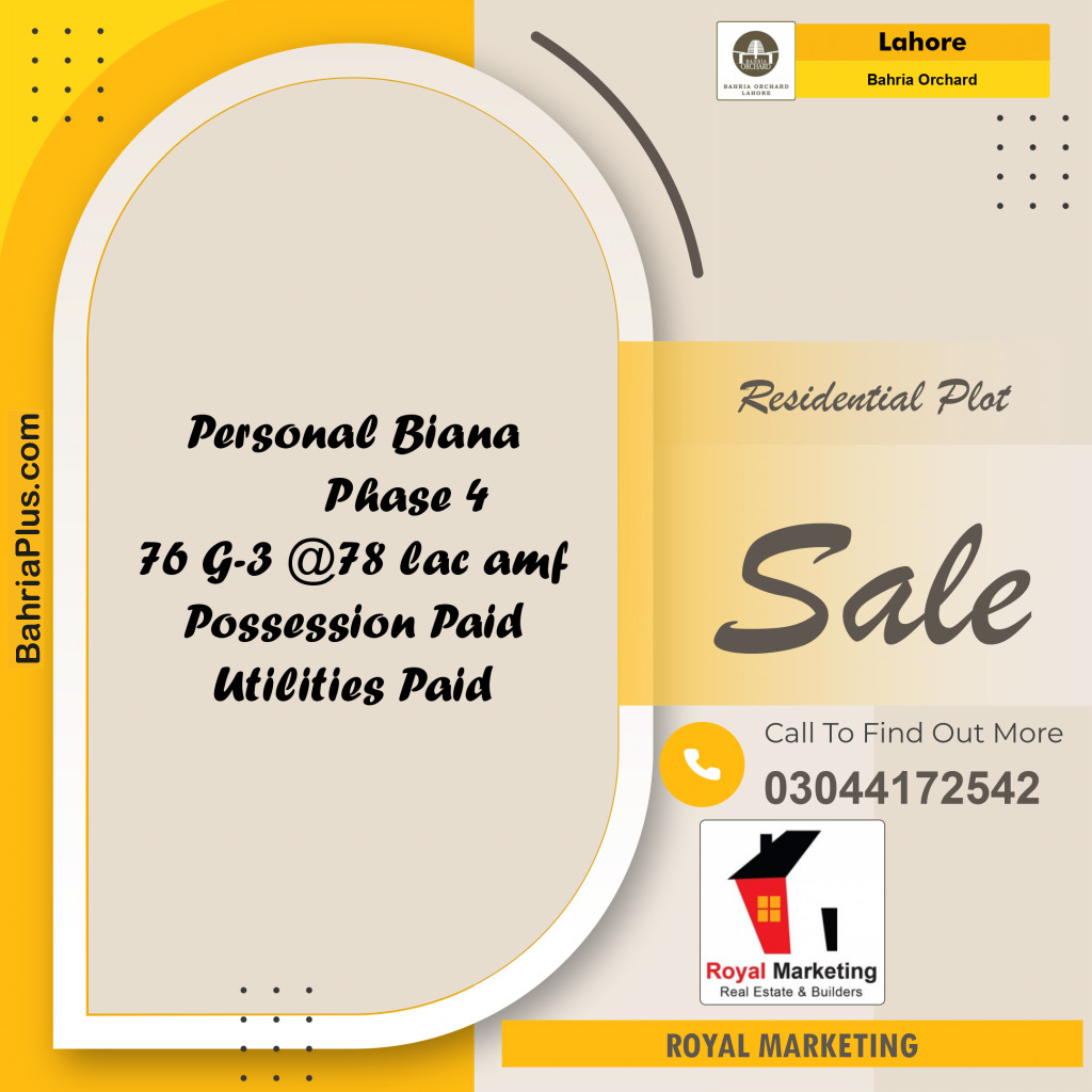 Residential Plot for Sale in Bahria Orchard, Lahore - (BP-132888)