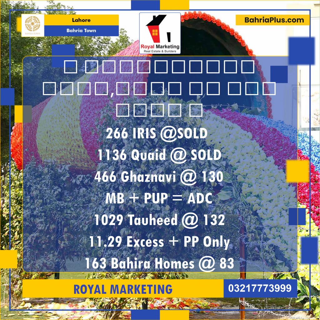 Residential Plot for Sale in Sector C - Iris Block -  Bahria Town, Lahore - (BP-132915)