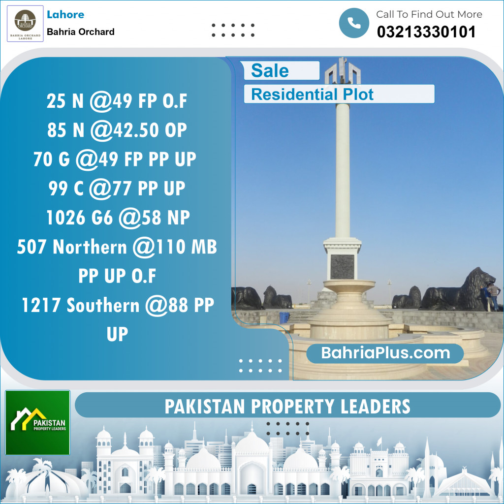 Residential Plot for Sale in Phase 2 - N Block -  Bahria Orchard, Lahore - (BP-132923)
