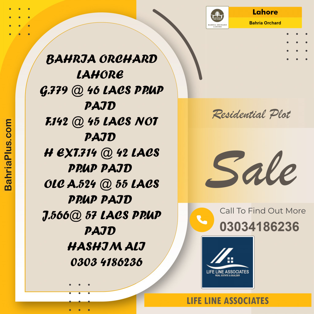 Residential Plot for Sale in Bahria Orchard, Lahore - (BP-132983)