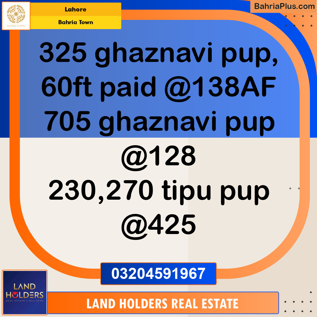 Residential Plot for Sale in Bahria Town, Lahore - (BP-133001)