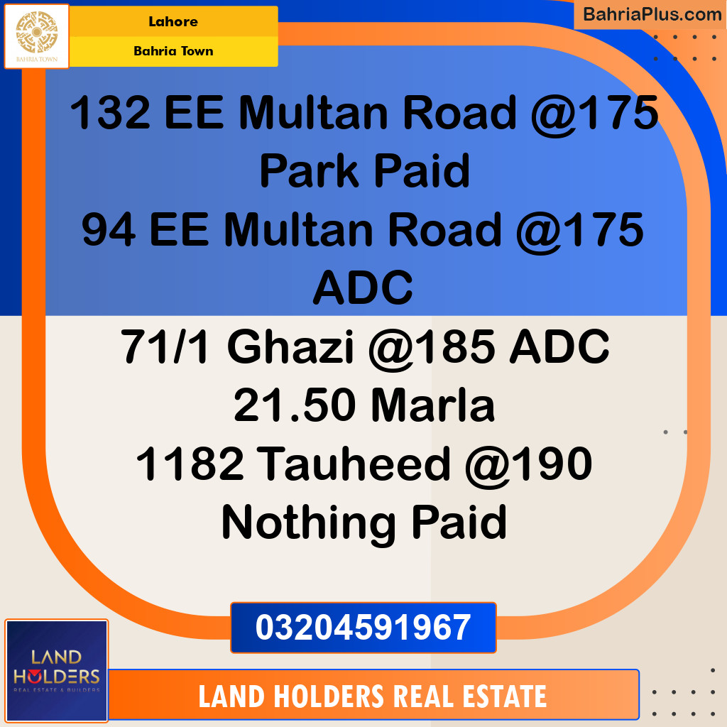 Residential Plot for Sale in Bahria Town, Lahore - (BP-133005)