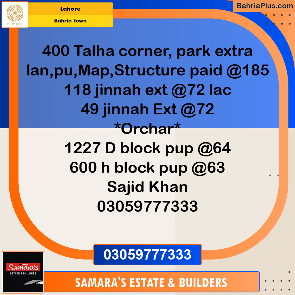 Residential Plot for Sale in Bahria Town, Lahore - (BP-133015)
