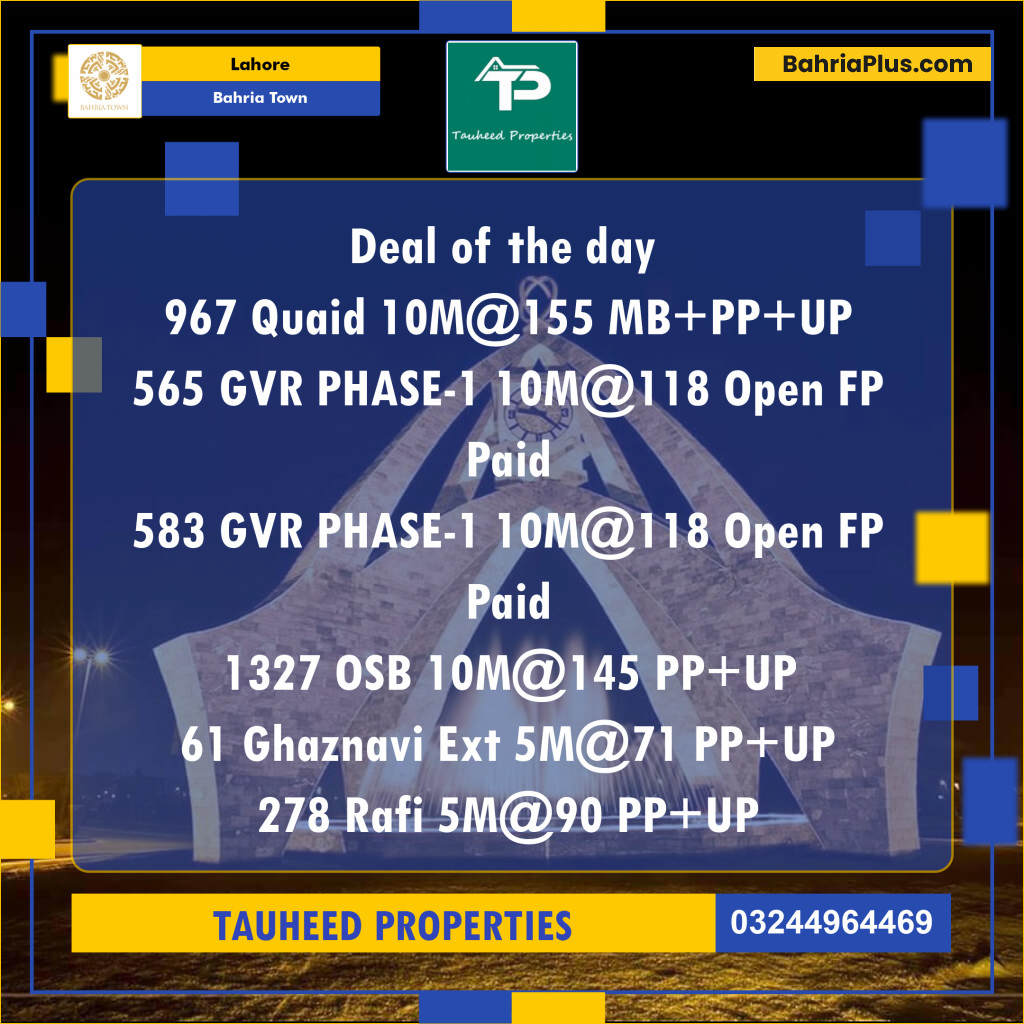 Residential Plot for Sale in Bahria Town, Lahore - (BP-133078)