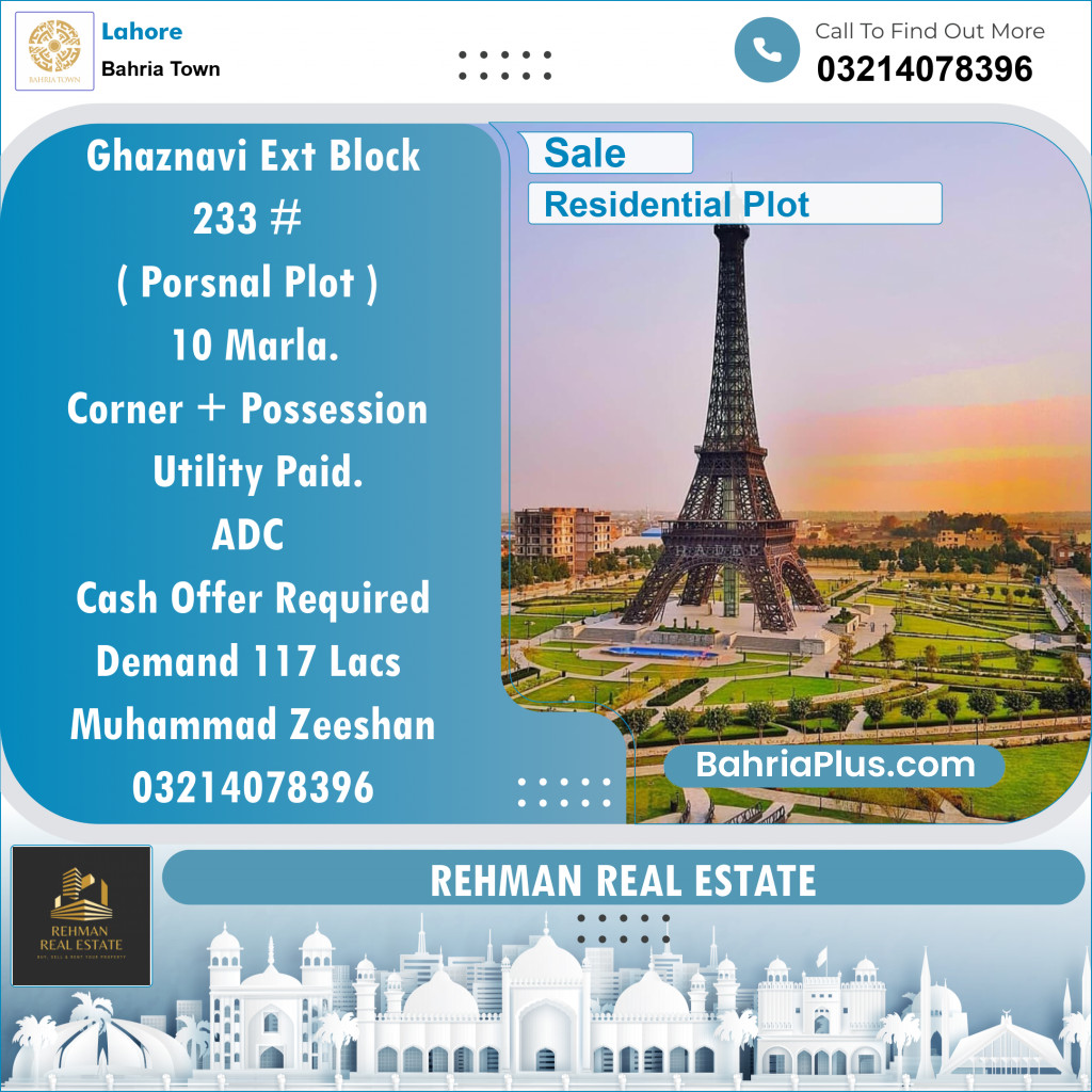 Residential Plot for Sale in Bahria Town, Lahore - (BP-133090)