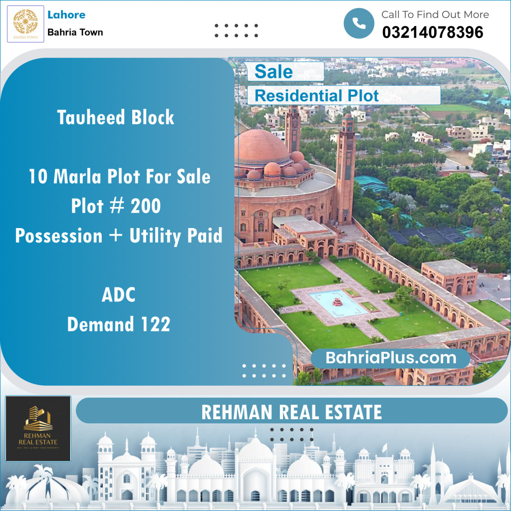 Residential Plot for Sale in Bahria Town, Lahore - (BP-133108)