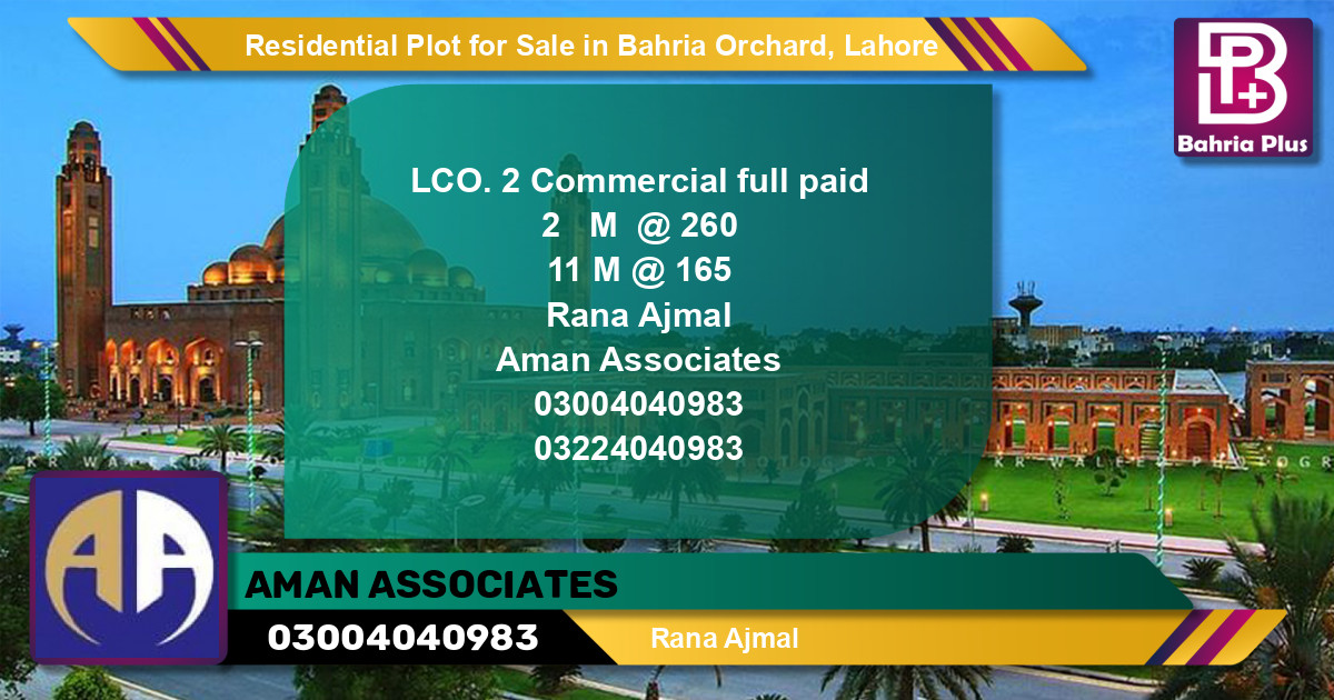 Residential Plot for Sale in Bahria Orchard, Lahore - (BP-133118)