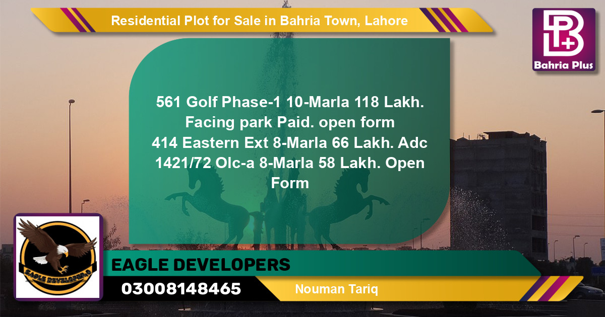 Residential Plot for Sale in Bahria Town, Lahore - (BP-133146)