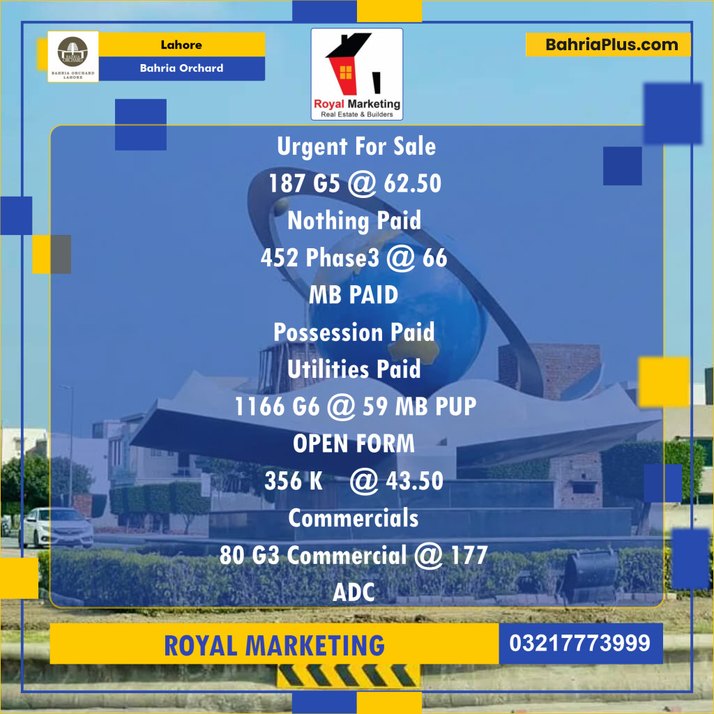 Residential Plot for Sale in Bahria Orchard, Lahore - (BP-133149)