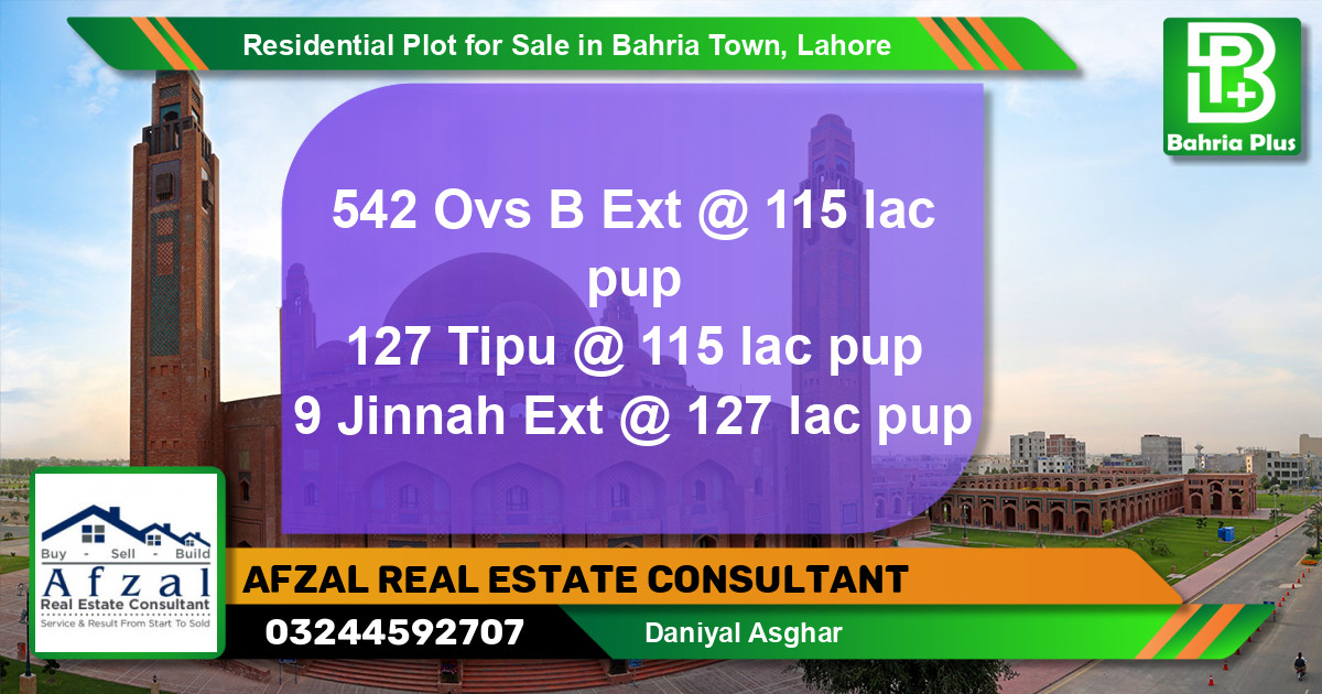 Residential Plot for Sale in Bahria Town, Lahore - (BP-133162)