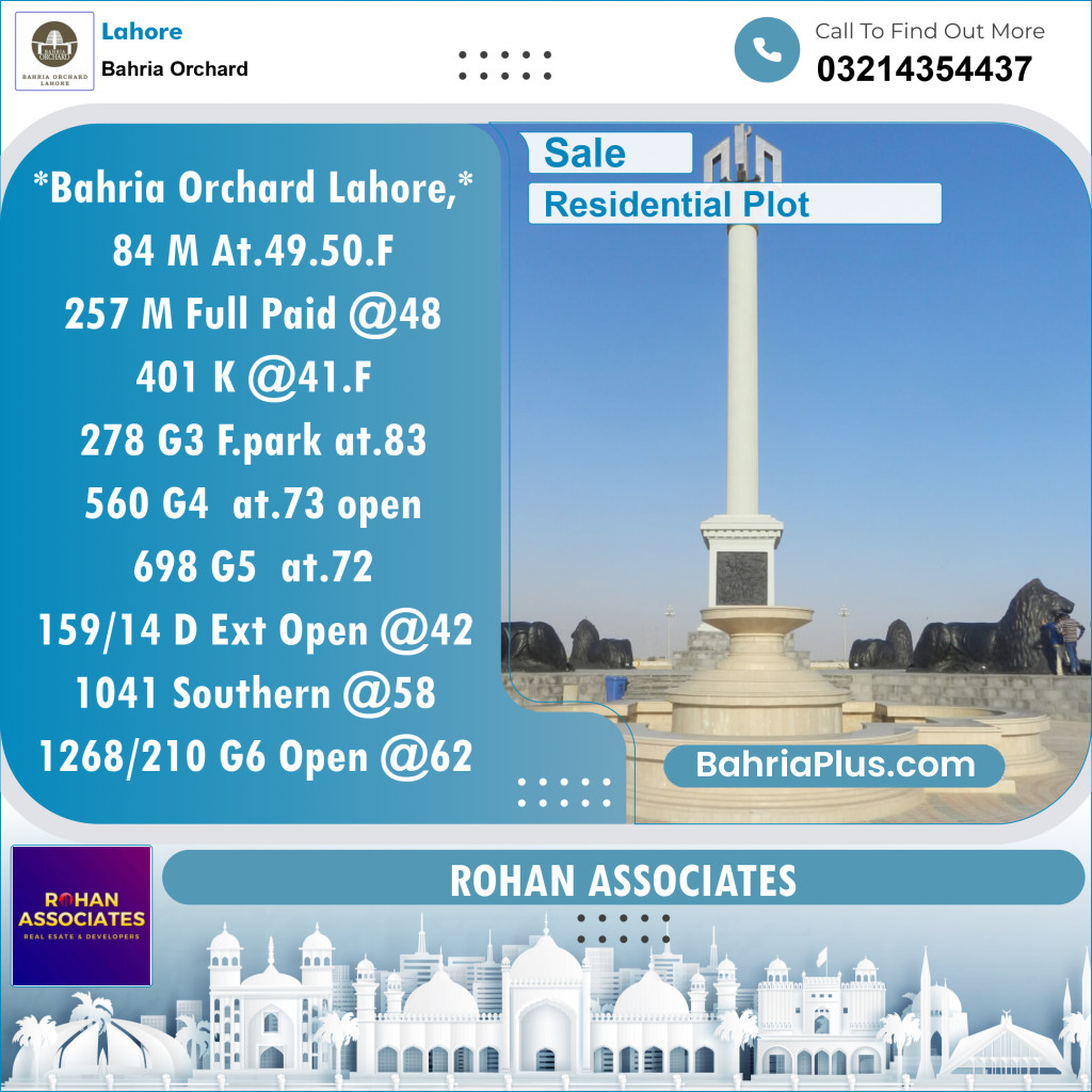 Residential Plot for Sale in Bahria Orchard, Lahore - (BP-133164)