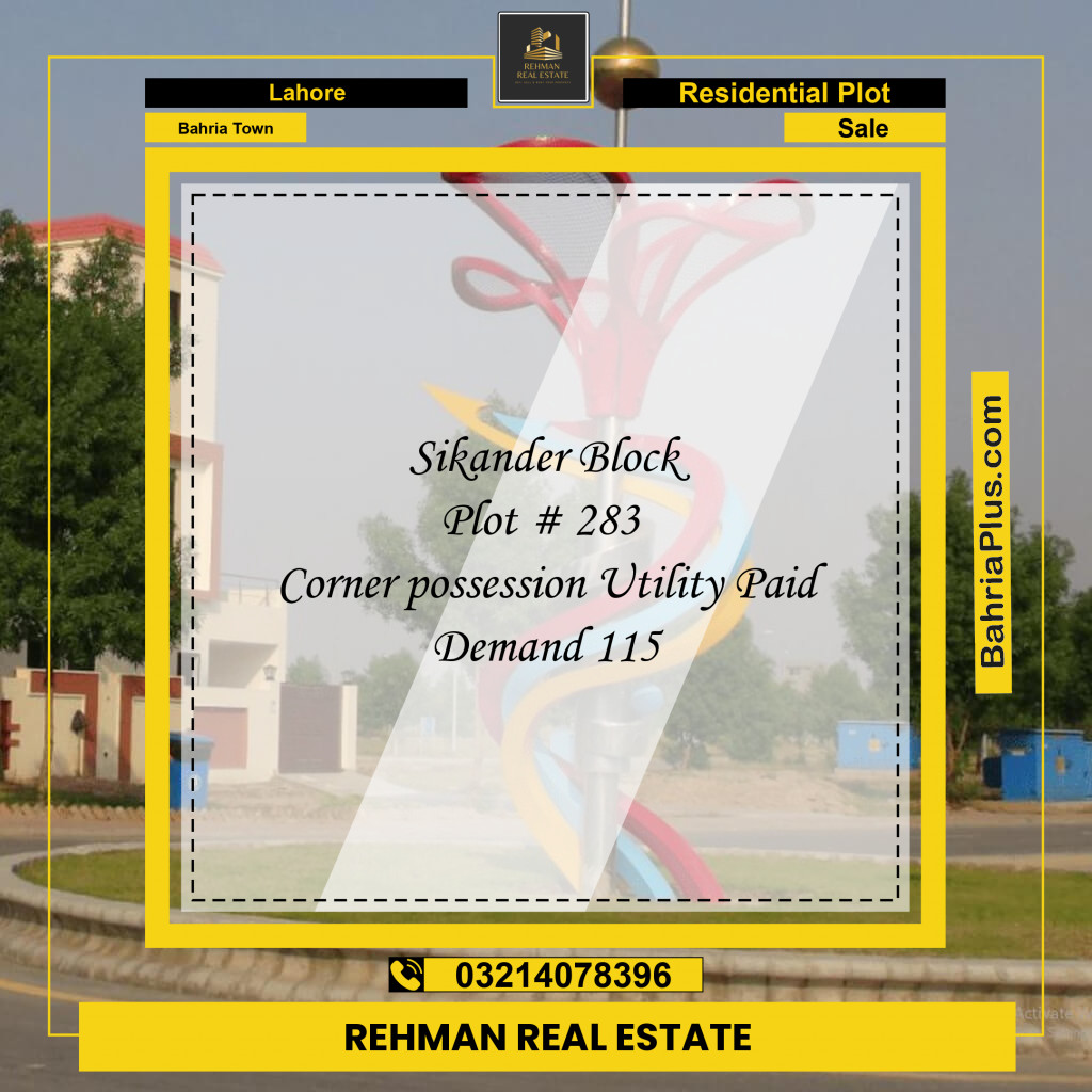 Residential Plot for Sale in Bahria Town, Lahore - (BP-133174)
