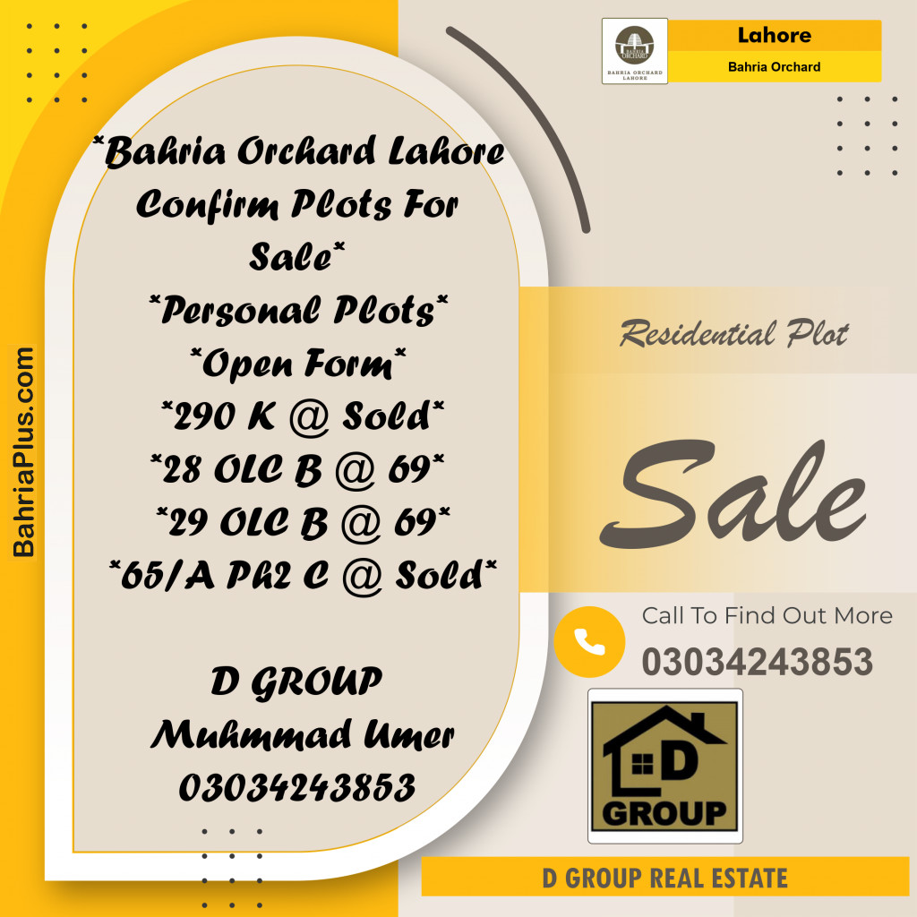 Residential Plot for Sale in Phase 2 - K Block -  Bahria Orchard, Lahore - (BP-133175)