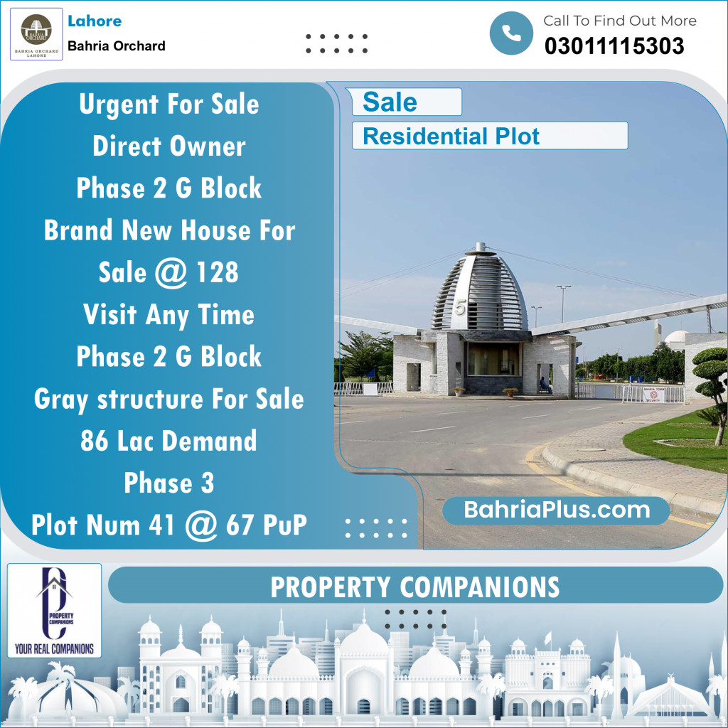 Residential Plot for Sale in Bahria Orchard, Lahore - (BP-133220)