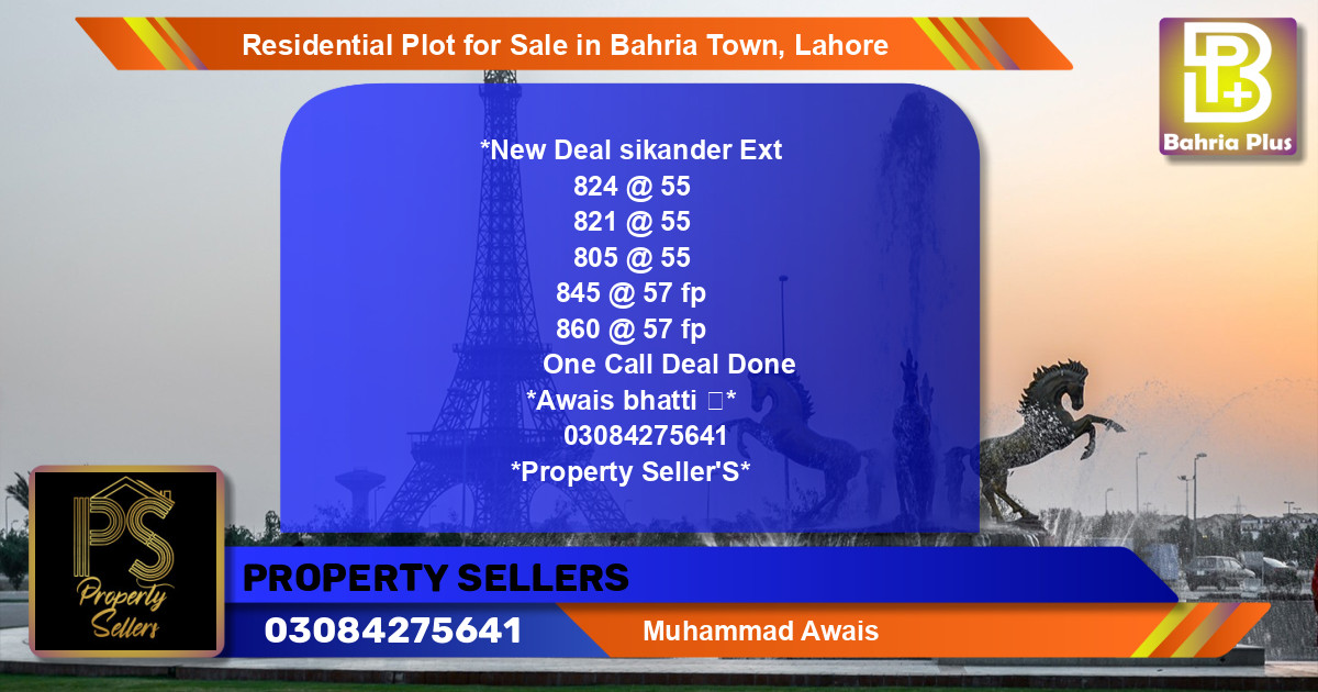 Residential Plot for Sale in Bahria Town, Lahore - (BP-133245)