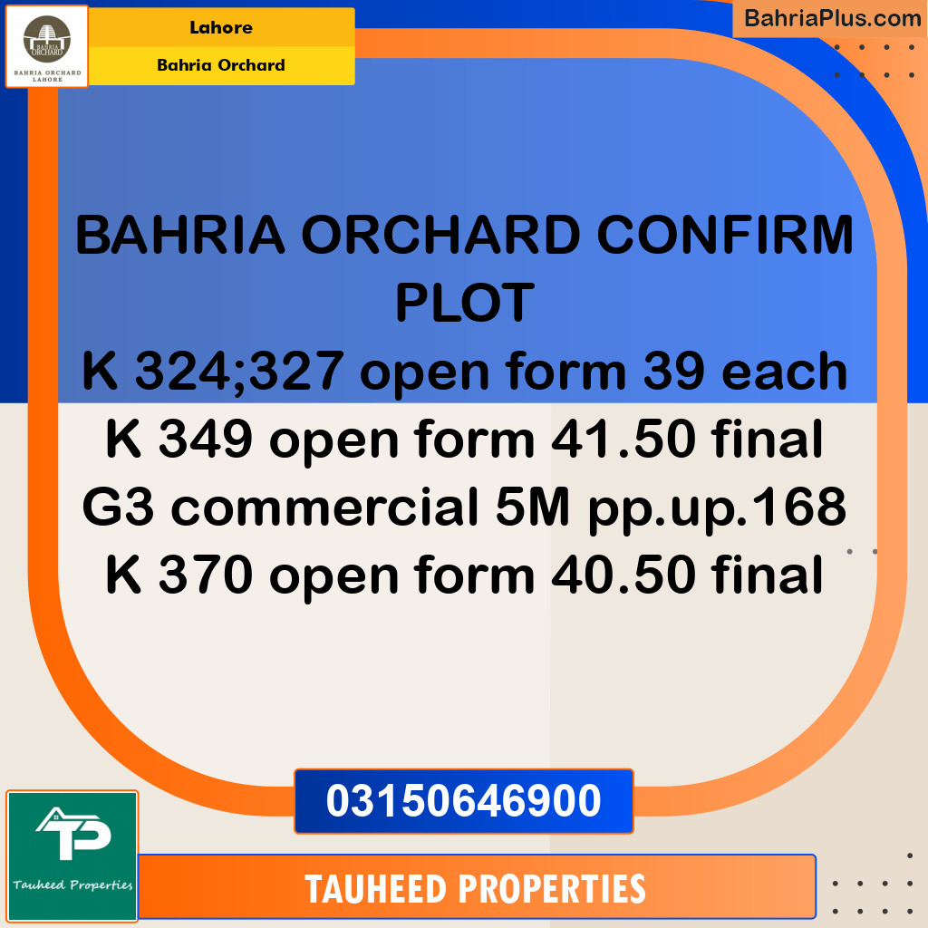 Residential Plot for Sale in Bahria Orchard, Lahore - (BP-133269)