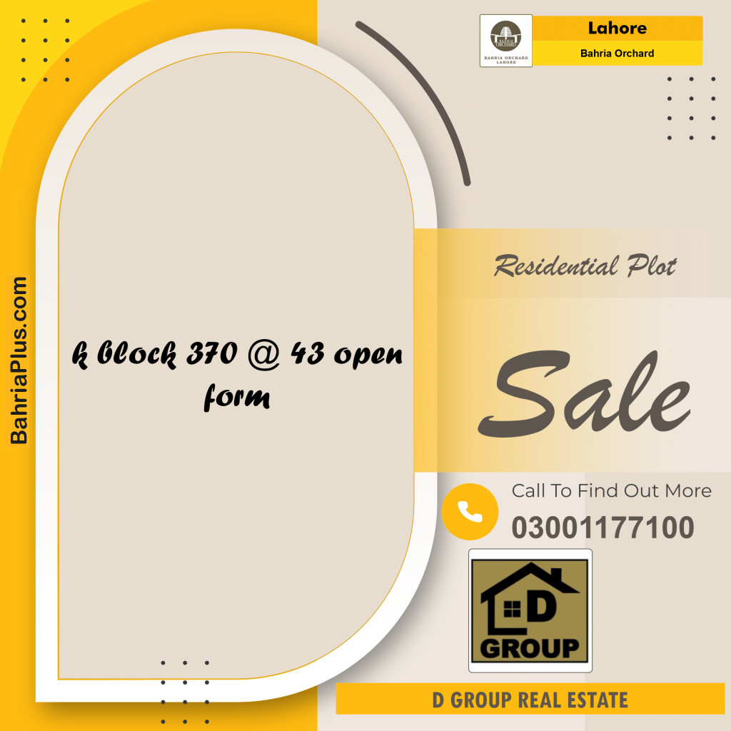 Residential Plot for Sale in Bahria Orchard, Lahore - (BP-133308)