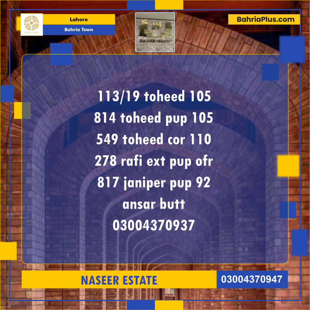 Residential Plot for Sale in Bahria Town, Lahore - (BP-133393)