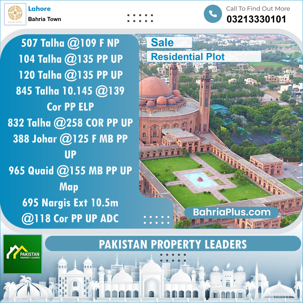 Residential Plot for Sale in Bahria Town, Lahore - (BP-133401)