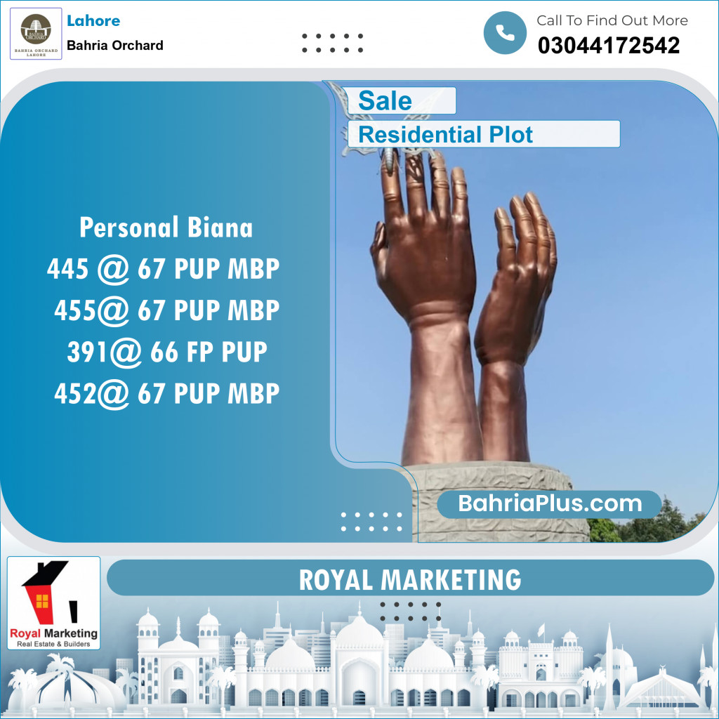 Residential Plot for Sale in Bahria Orchard, Lahore - (BP-133476)