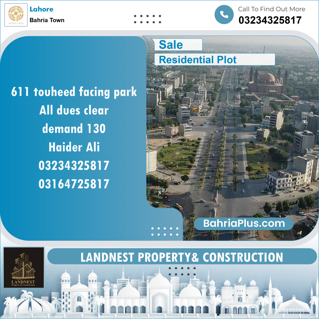 Residential Plot for Sale in Bahria Town, Lahore - (BP-133489)