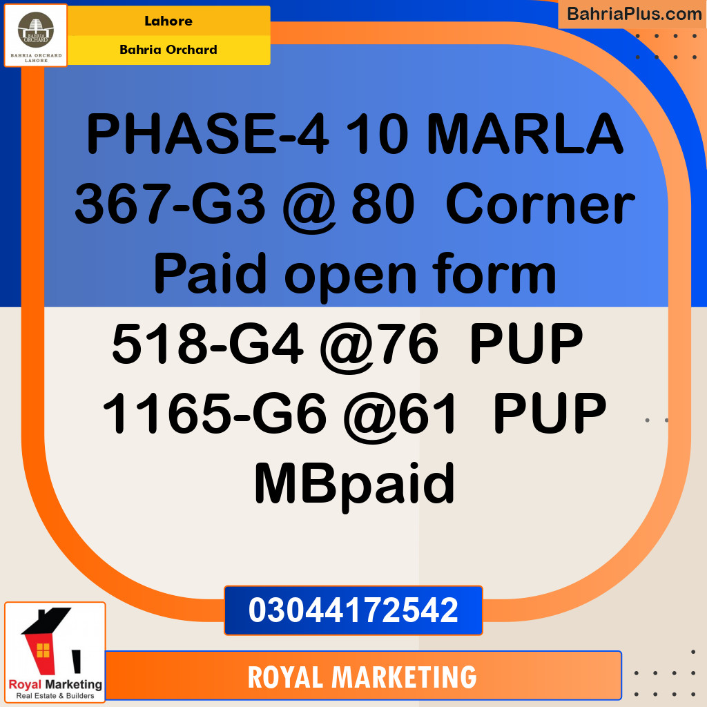 Residential Plot for Sale in Bahria Orchard, Lahore - (BP-133496)