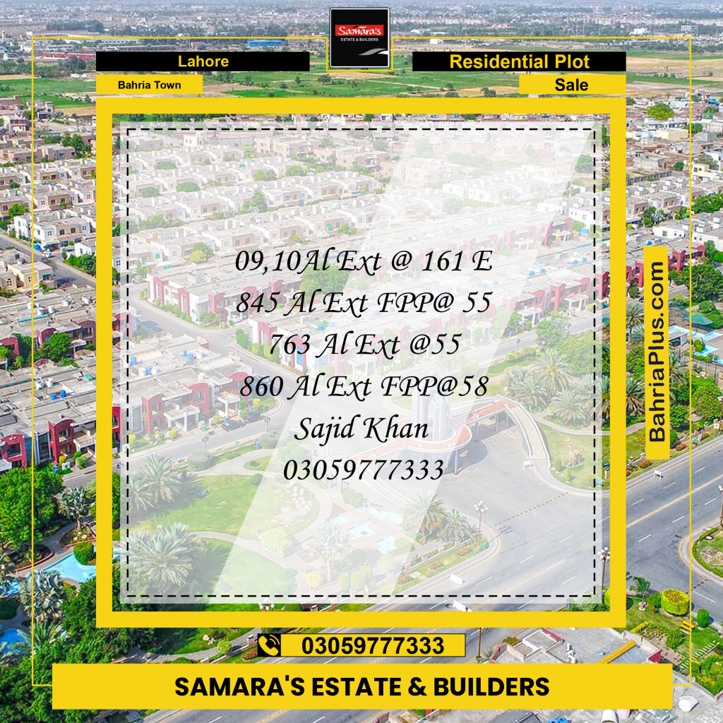 Residential Plot for Sale in Bahria Town, Lahore - (BP-133564)