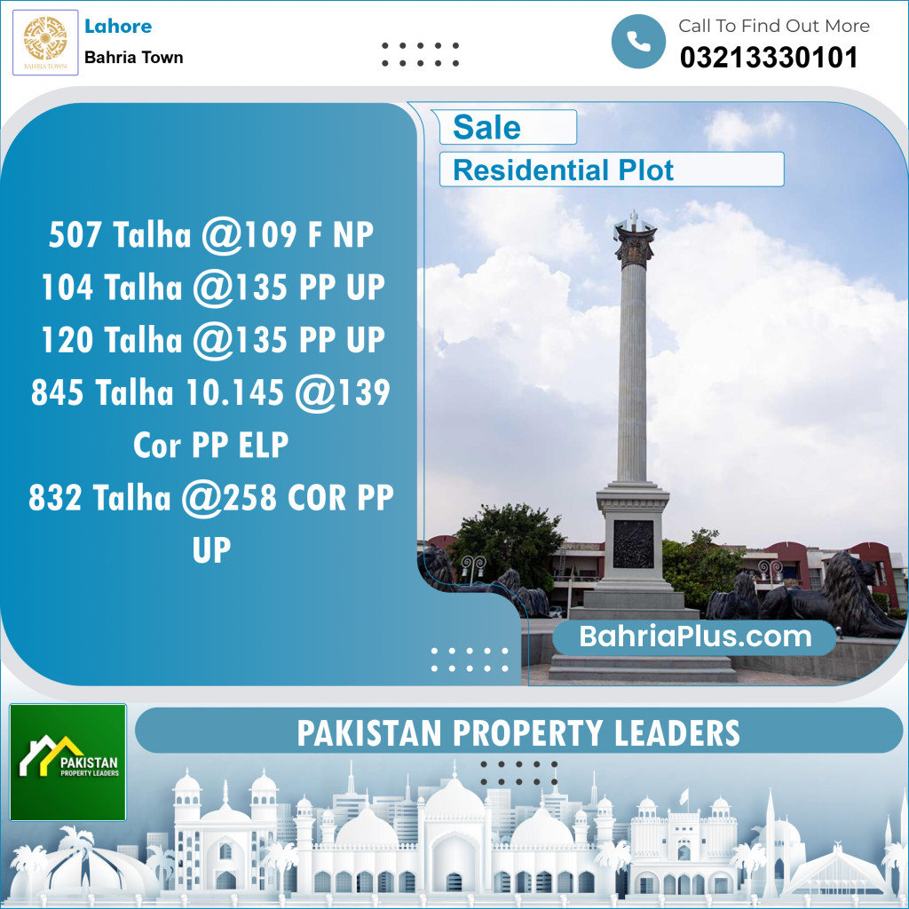 Residential Plot for Sale in Bahria Town, Lahore - (BP-133619)
