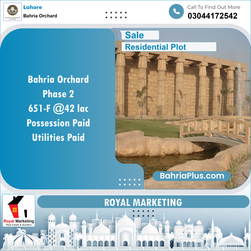 Residential Plot for Sale in Bahria Orchard, Lahore - (BP-133627)