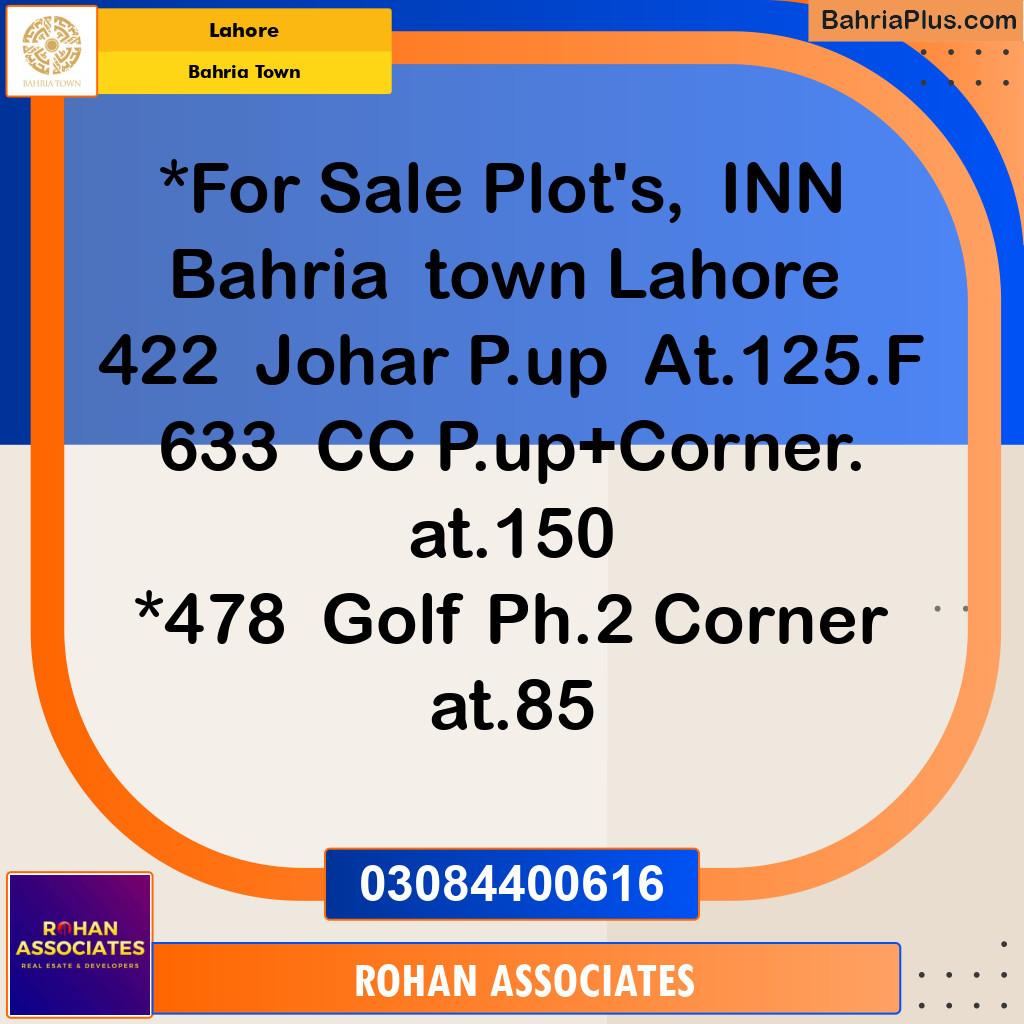 Residential Plot for Sale in Bahria Town, Lahore - (BP-133666)