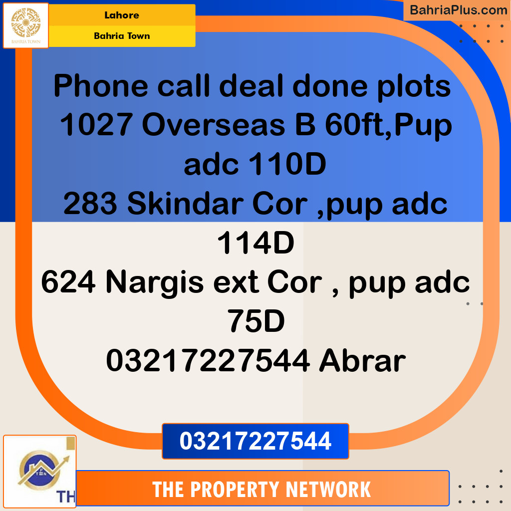Residential Plot for Sale in Bahria Town, Lahore - (BP-133715)