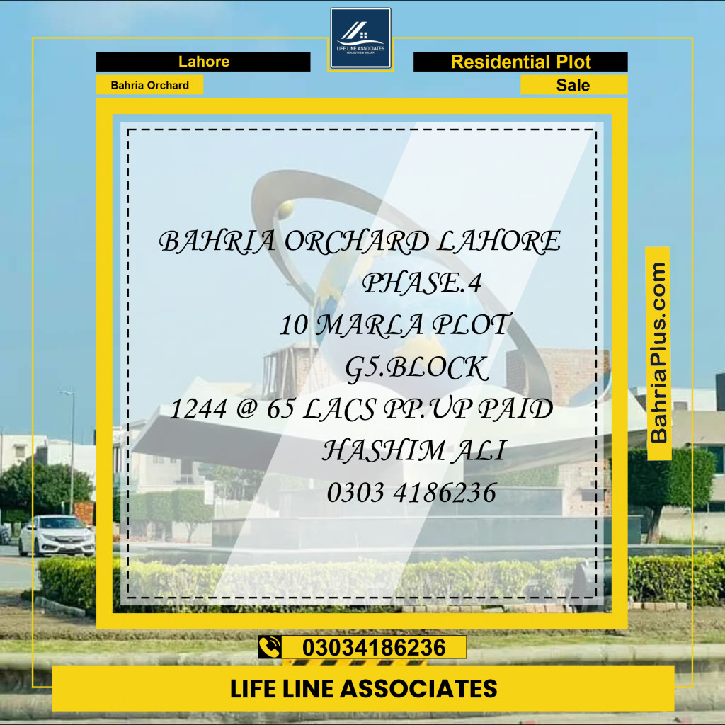Residential Plot for Sale in Bahria Orchard, Lahore - (BP-133724)