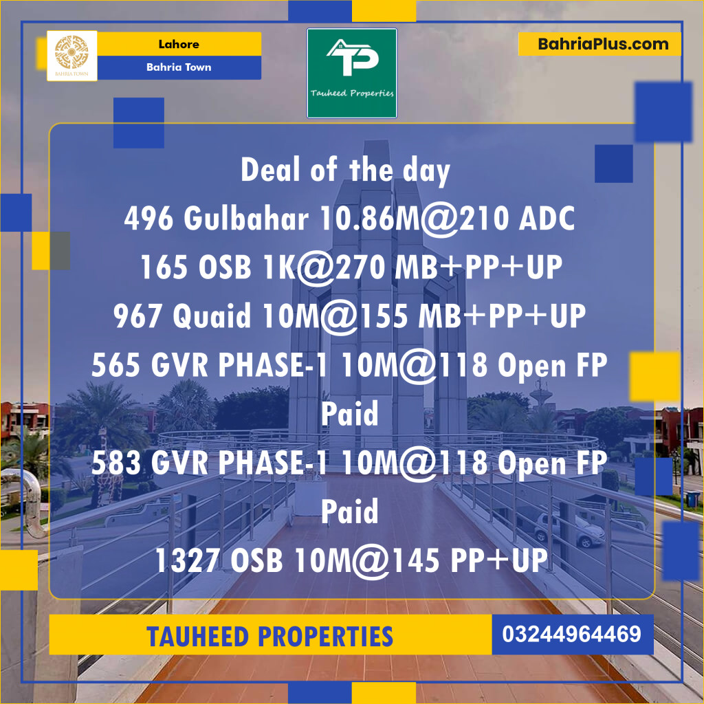 Residential Plot for Sale in Bahria Town, Lahore - (BP-133725)
