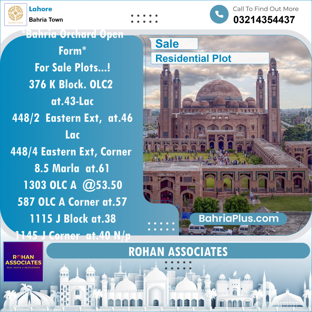 Residential Plot for Sale in Bahria Town, Lahore - (BP-133736)