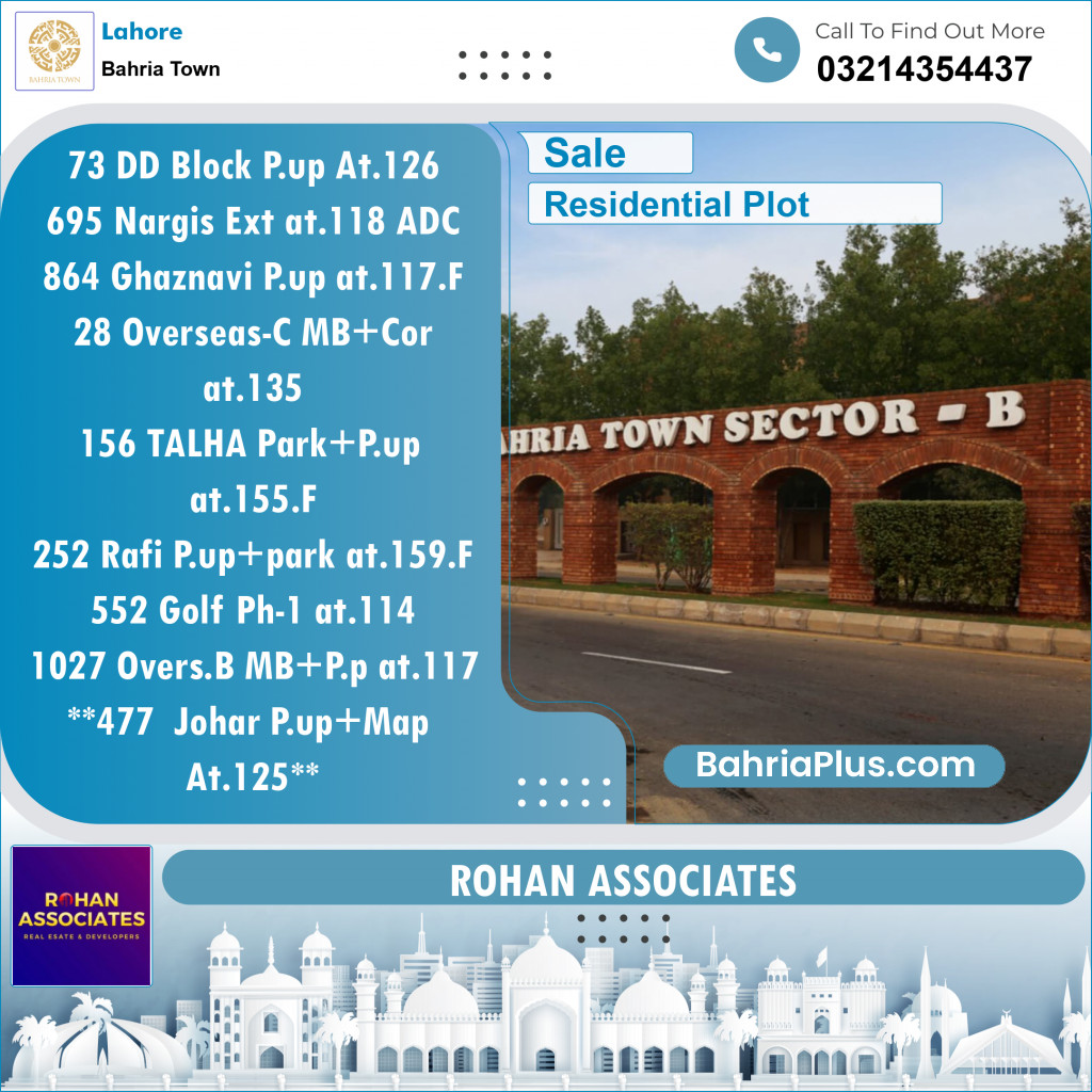 Residential Plot for Sale in Bahria Town, Lahore - (BP-133751)