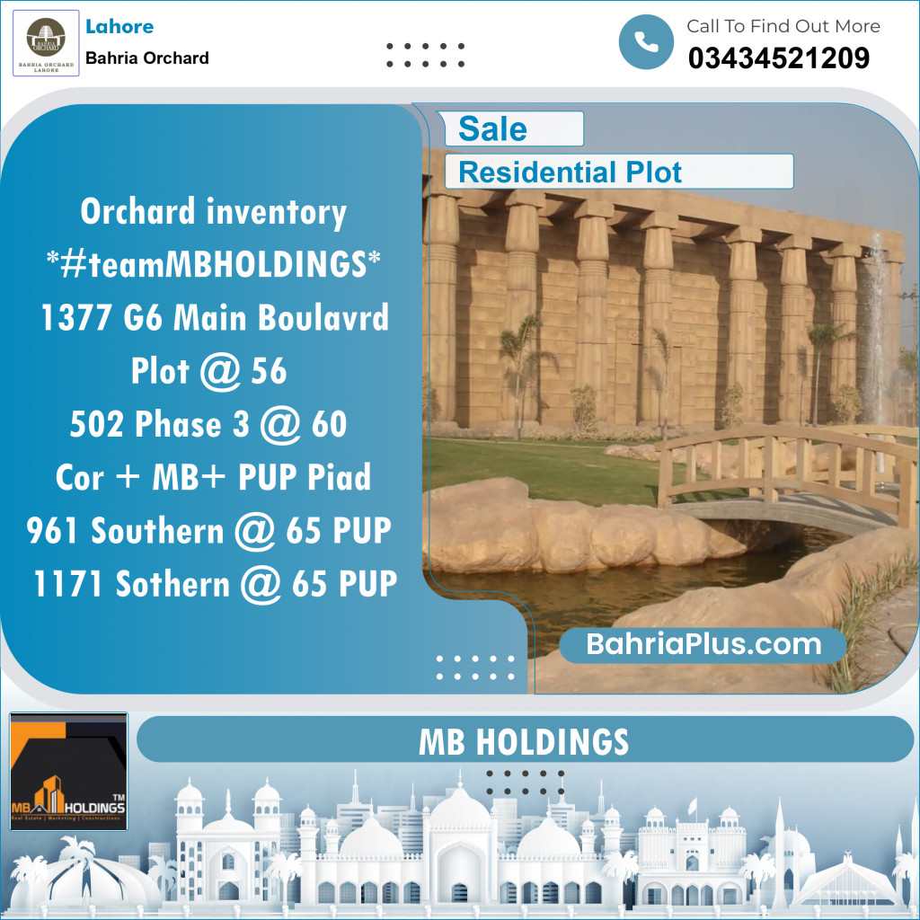 Residential Plot for Sale in Bahria Orchard, Lahore - (BP-133823)