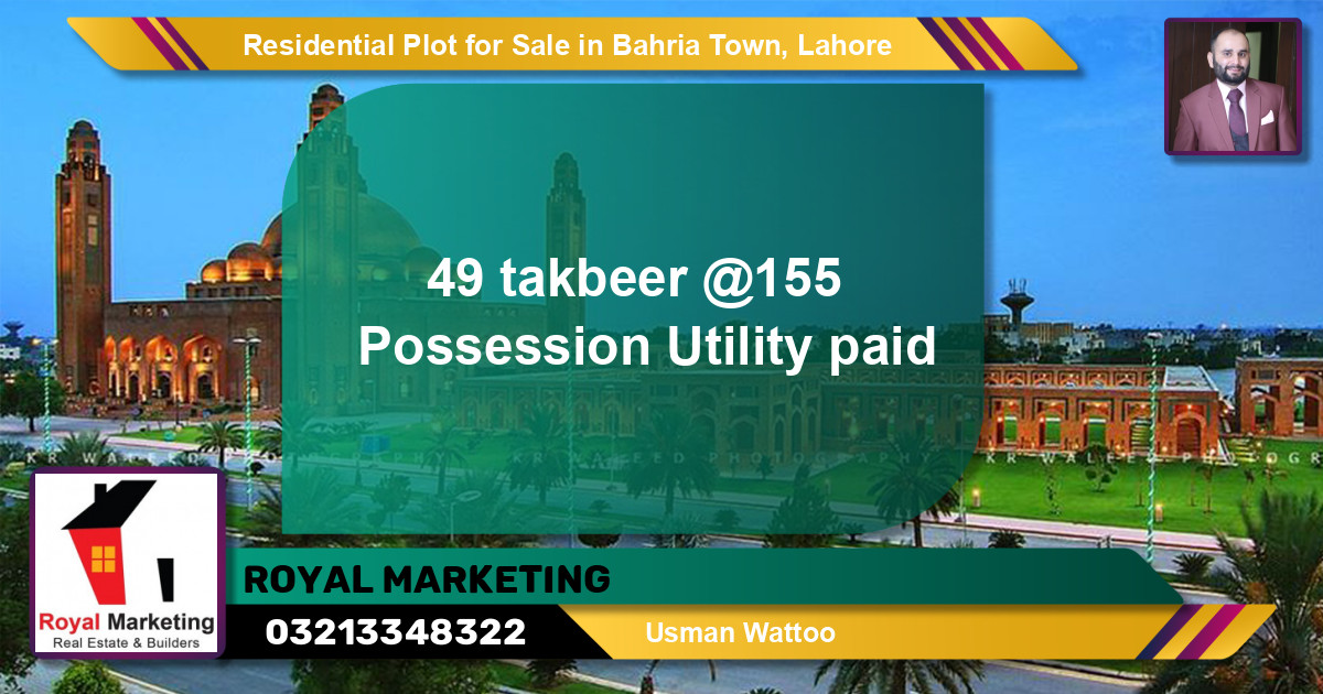 Residential Plot for Sale in Bahria Town, Lahore - (BP-133848)