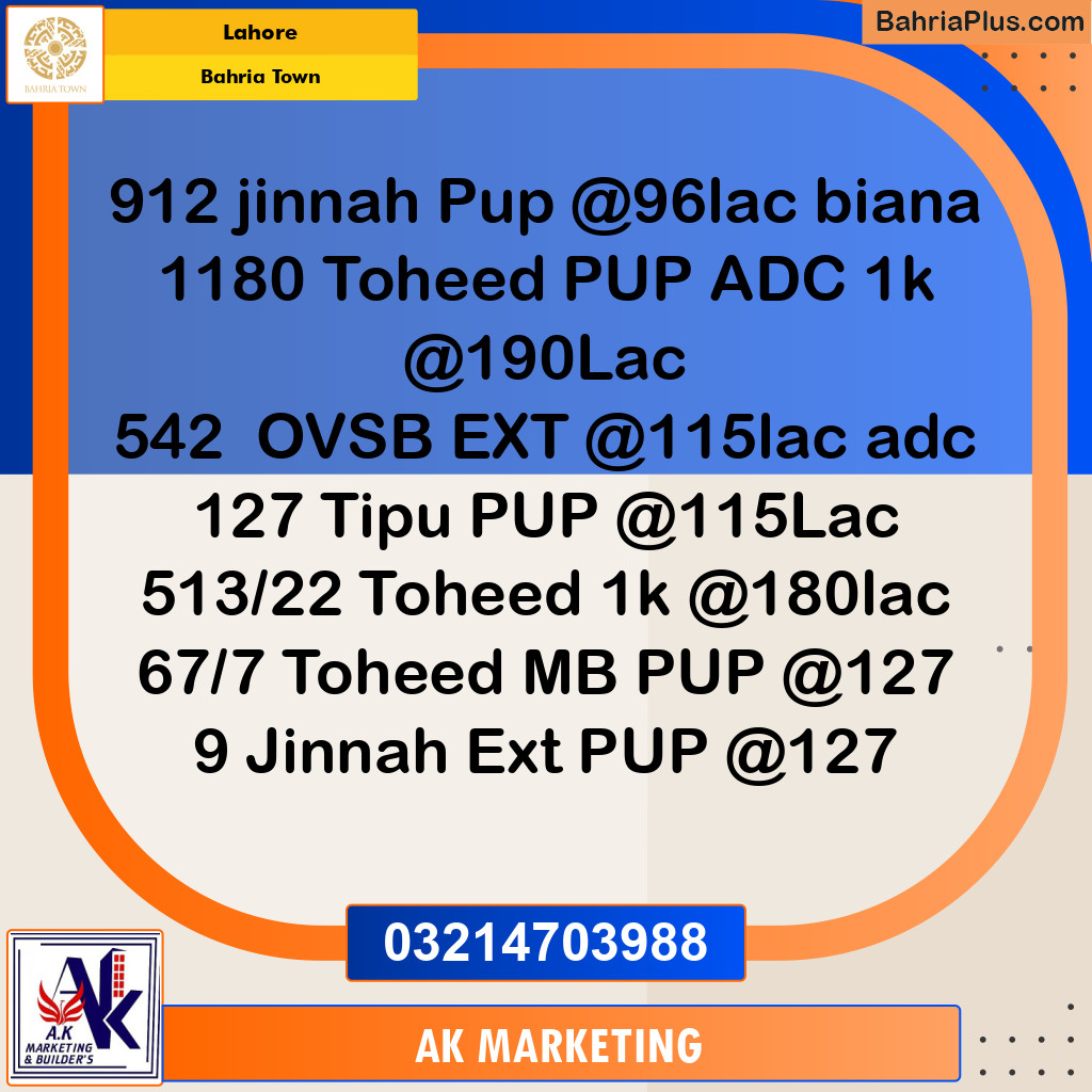 Residential Plot for Sale in Bahria Town, Lahore - (BP-133852)