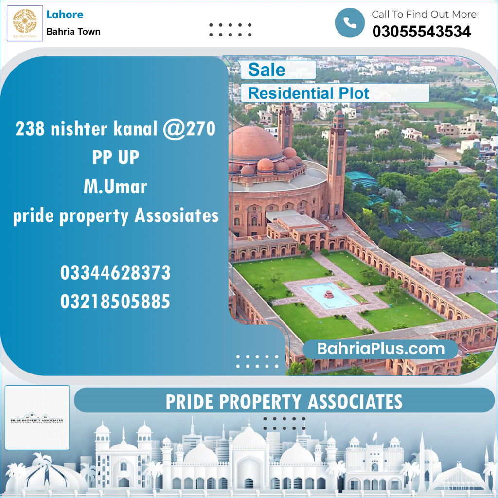 Residential Plot for Sale in Bahria Town, Lahore - (BP-133882)