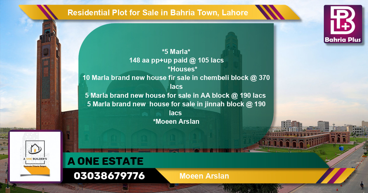 Residential Plot for Sale in Bahria Town, Lahore - (BP-133909)