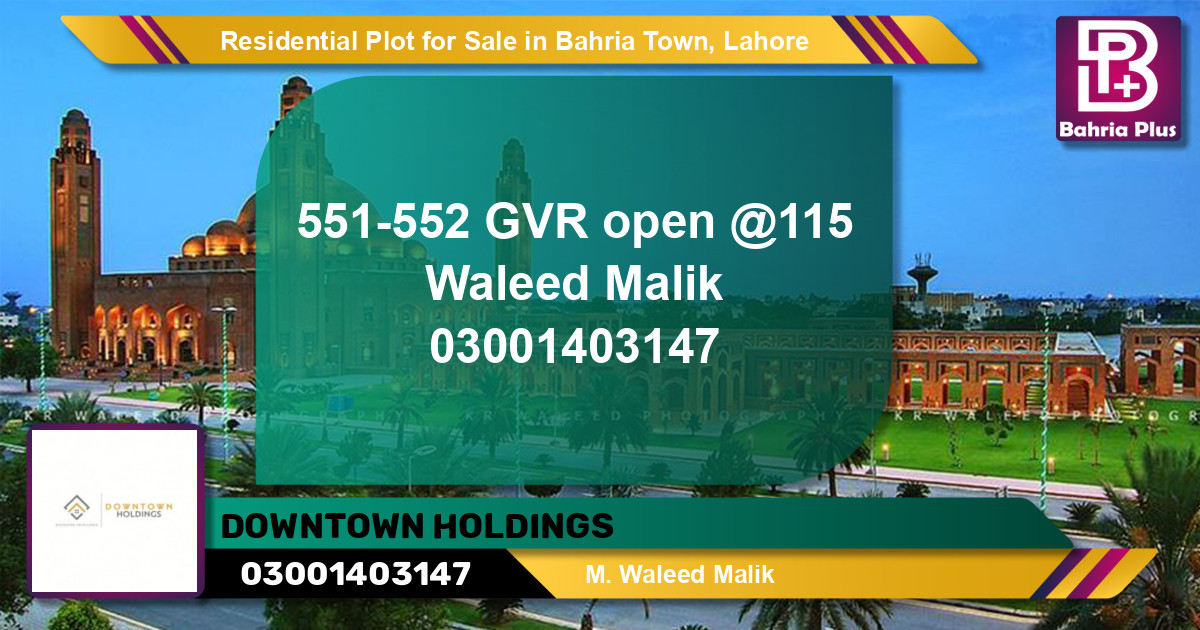 Residential Plot for Sale in Bahria Town, Lahore - (BP-133940)