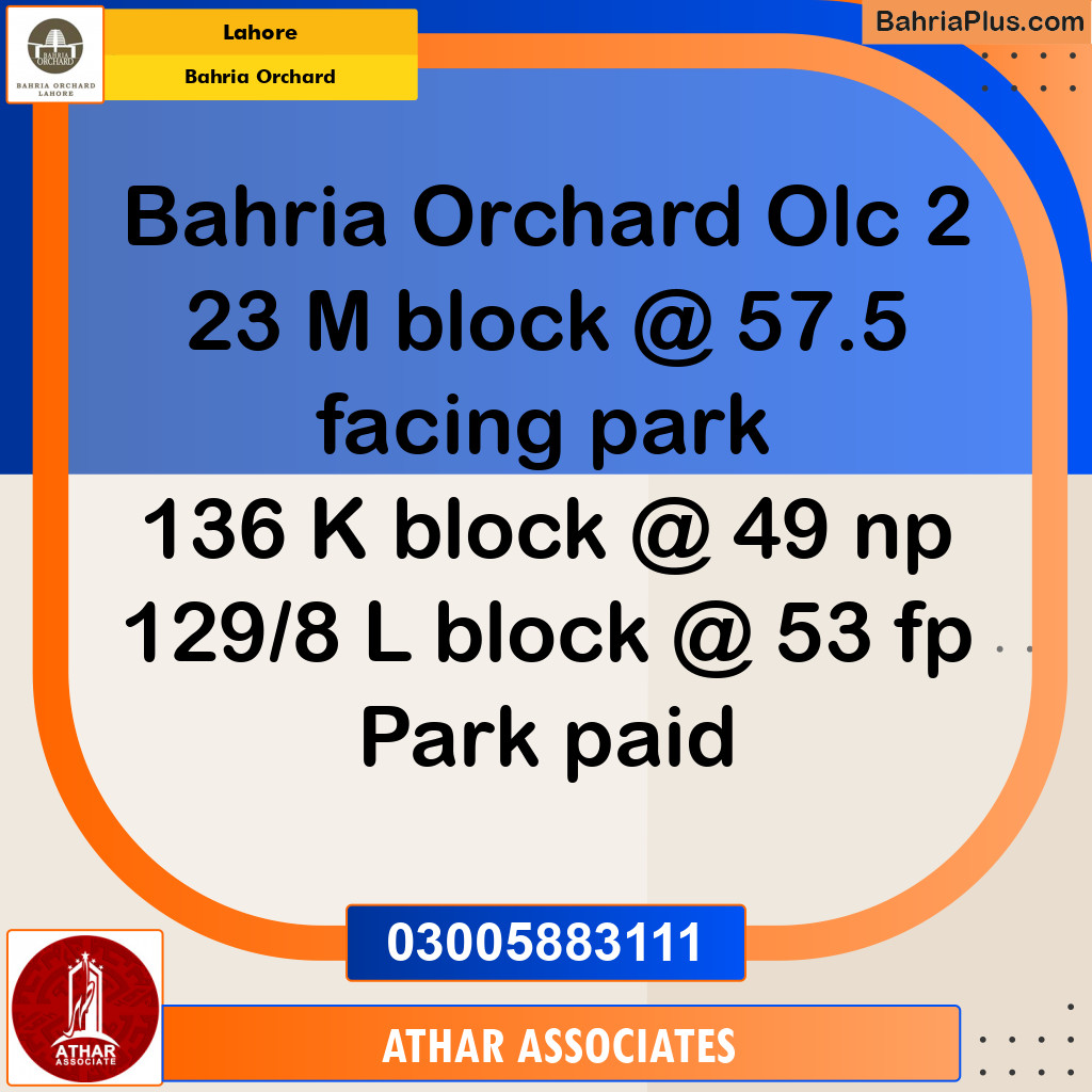 Residential Plot for Sale in Bahria Orchard, Lahore - (BP-133994)