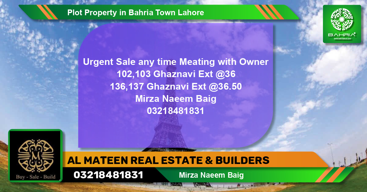 Residential Plot for Sale in Bahria Town, Lahore - (BP-1340)